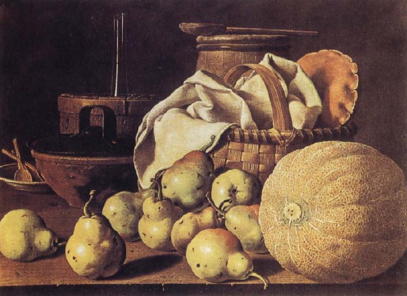 Melendez, Luis Eugenio Still Life with Melon and Pears oil painting image